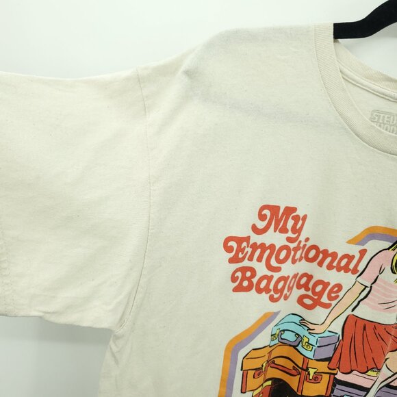Steven Rhodes My Emotional Baggage Crew Neck Short Sleeve Unisex T Shirt L Cream - Picture 6 of 13